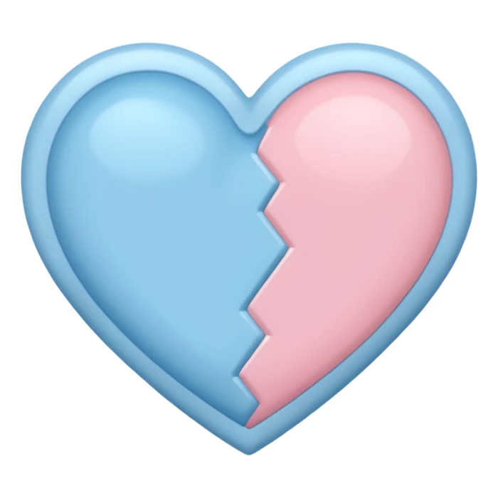 a heart with pastel blue on one side and pastel pink on the other sticker