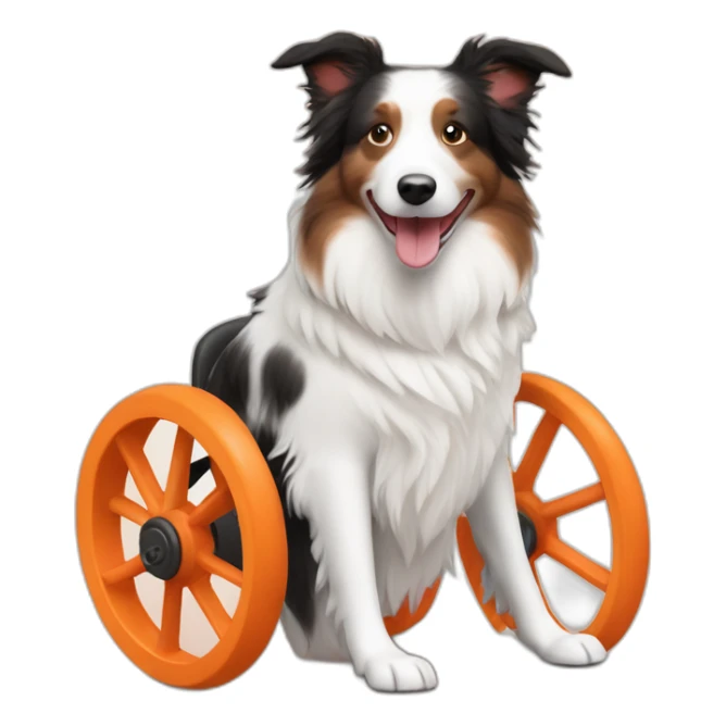 white cream red merle border collie on orange wheel chair sticker