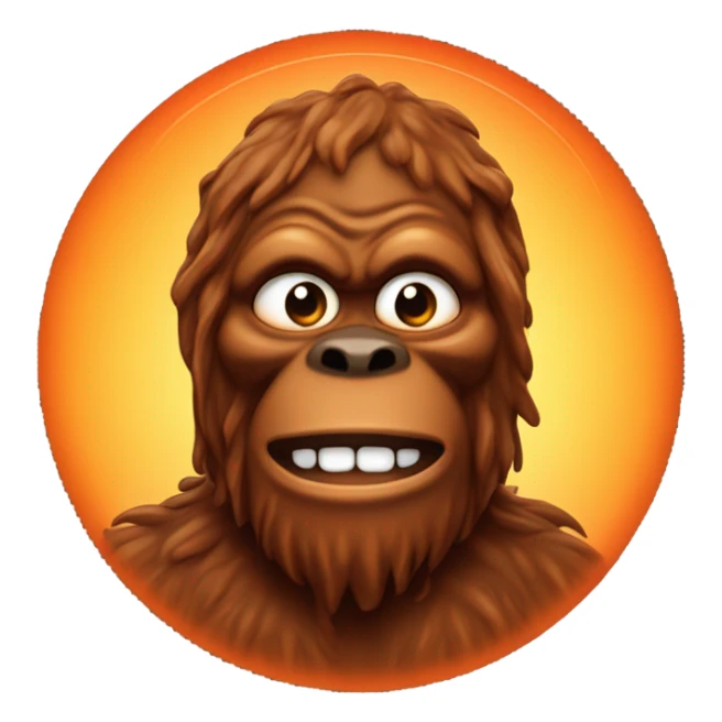 A tiny Sasquatch with buffalo sauce dipping out his mouth sticker