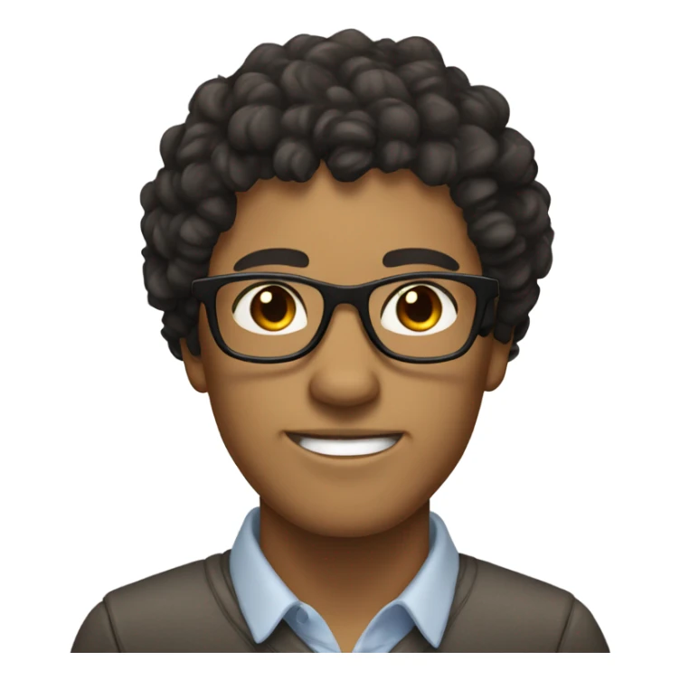tan man with curly black hair and brown eyes and glasses  sticker