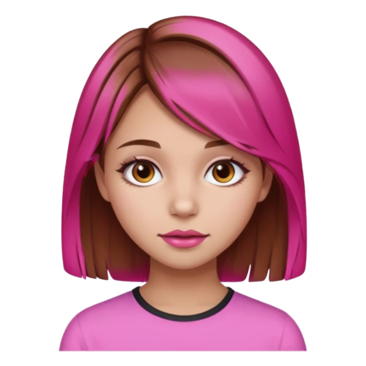 girl with brown hair and hot pink highlights sticker