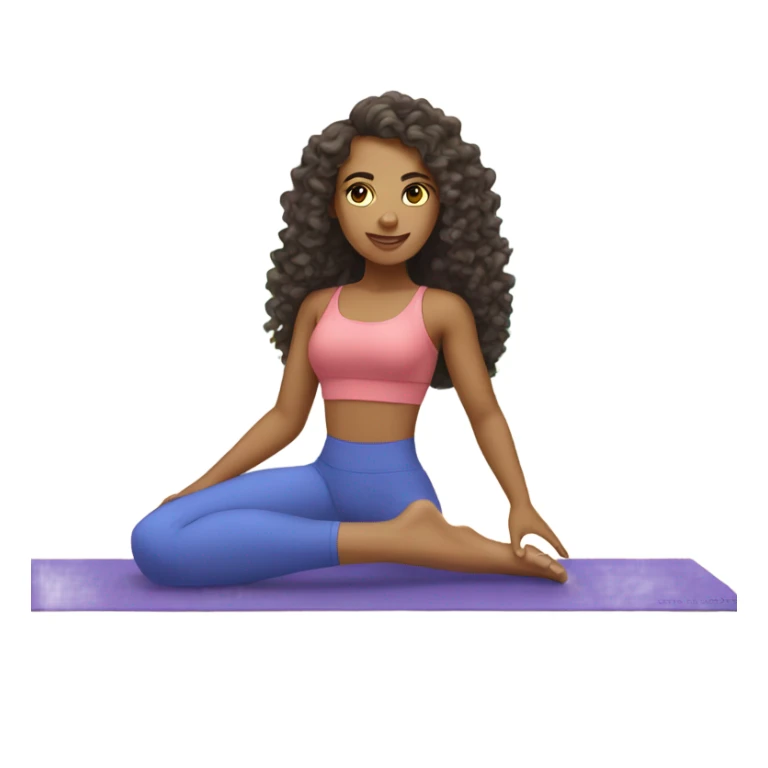 a gorgeous mixed girl with long curly hair doing pilates  sticker