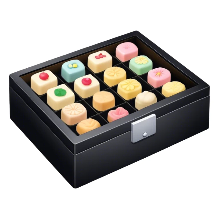 Black box of wagashi with dividers sticker