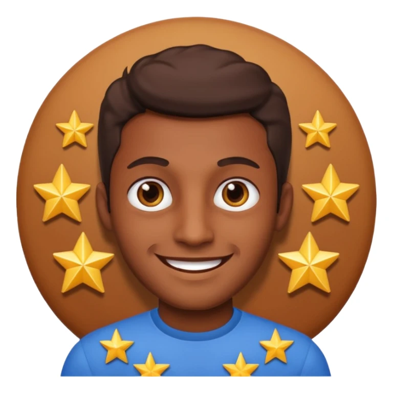 A brown skin man with star eyes sticker