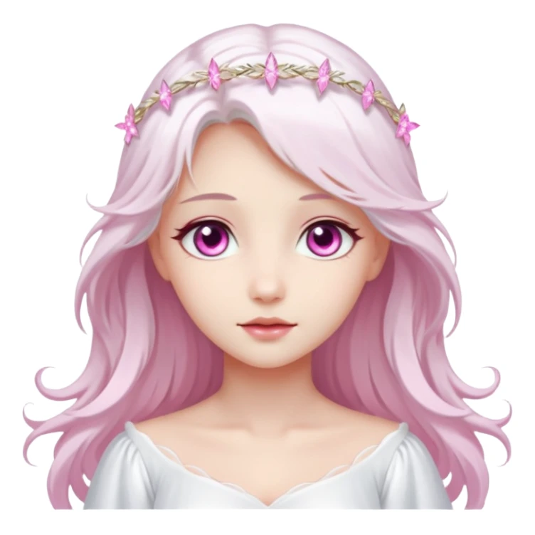An angel with sparkling pink eyes and fair skin, very beautiful. sticker