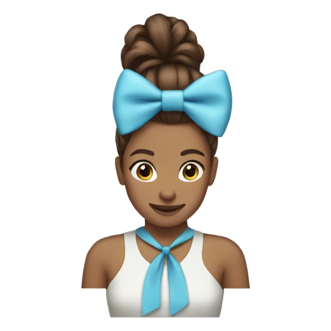 light blue bow on brown hair ponytail  sticker