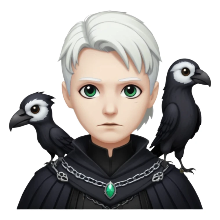 necromancer with black raven outfit wihte hair sticker