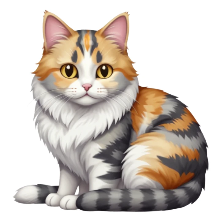 full body colourful light patched calico + white tabby cat cuddling a big grey and white tabby cat  sticker