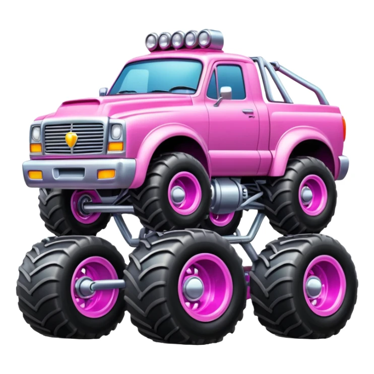 Big car monster truck with big wheels, pink sticker