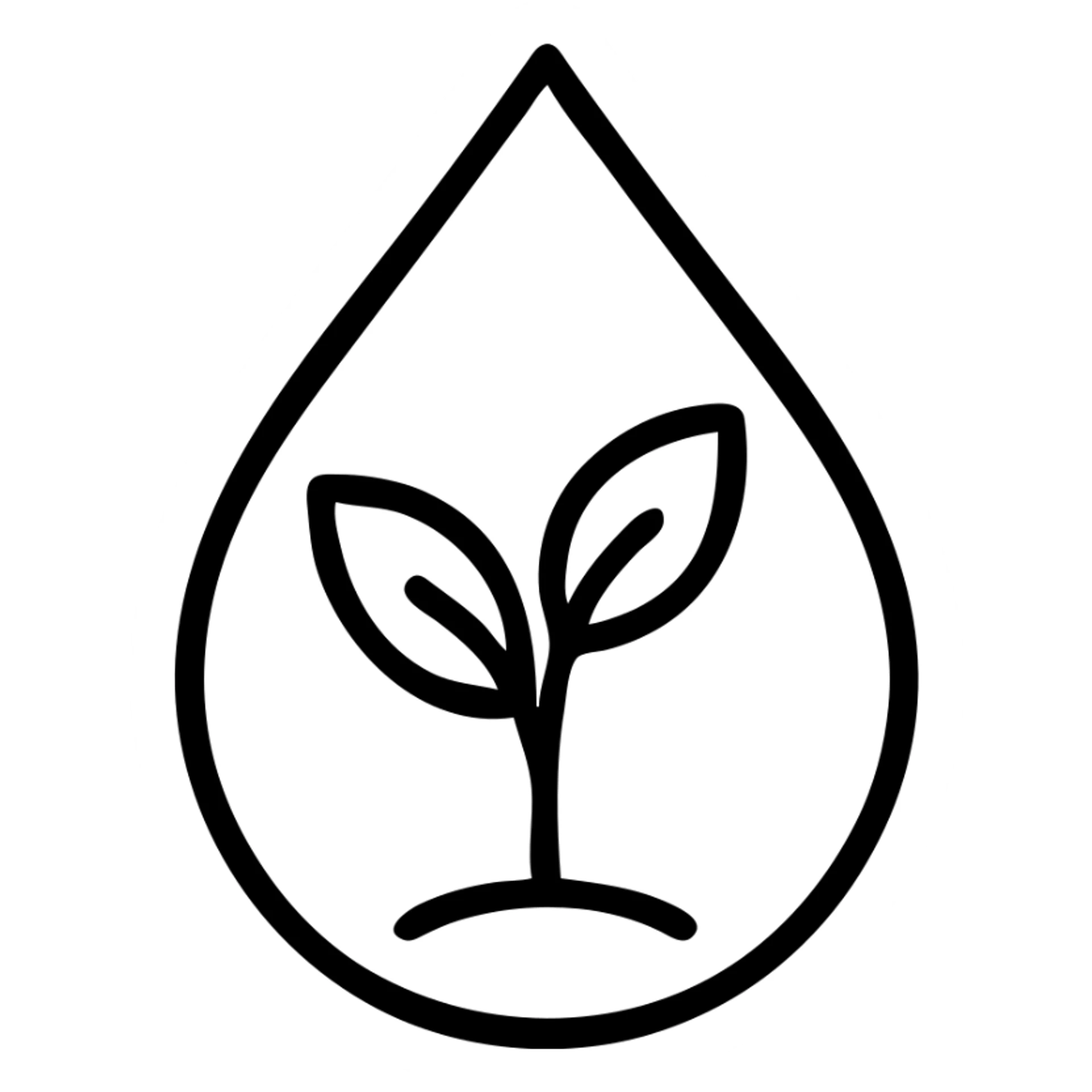 Refined water droplet with a small plant inside, symbolizing elegant environmental conservation and corporate responsibility sticker
