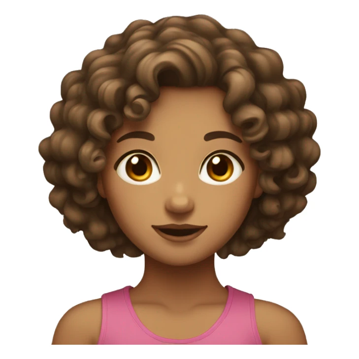 tan girl with curly medium brown hair and brown eyes sticker