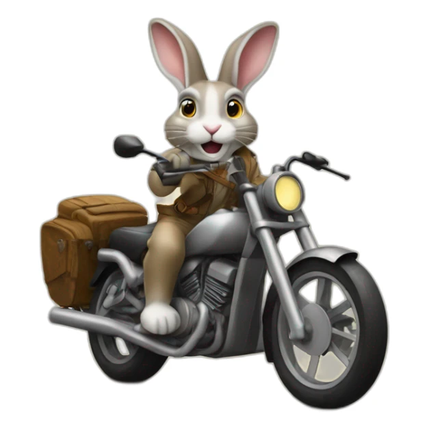 rabbit indiana jones with shovels motorbike sticker