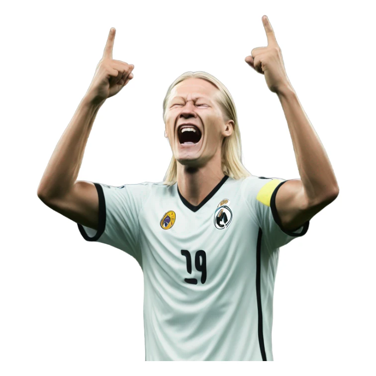 Haaland celebrating a victory over Real madrid sticker