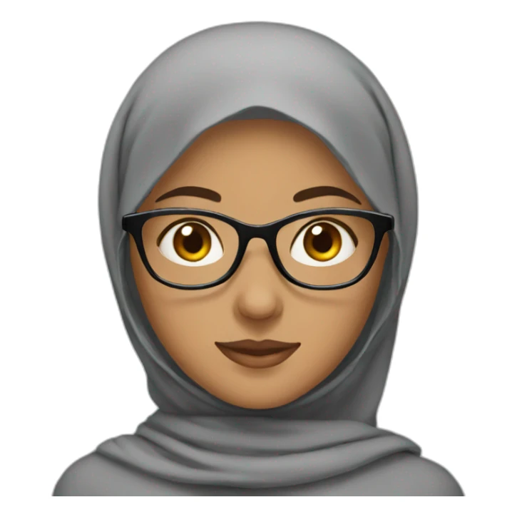 muslim girl with gray hijab and glasses sticker