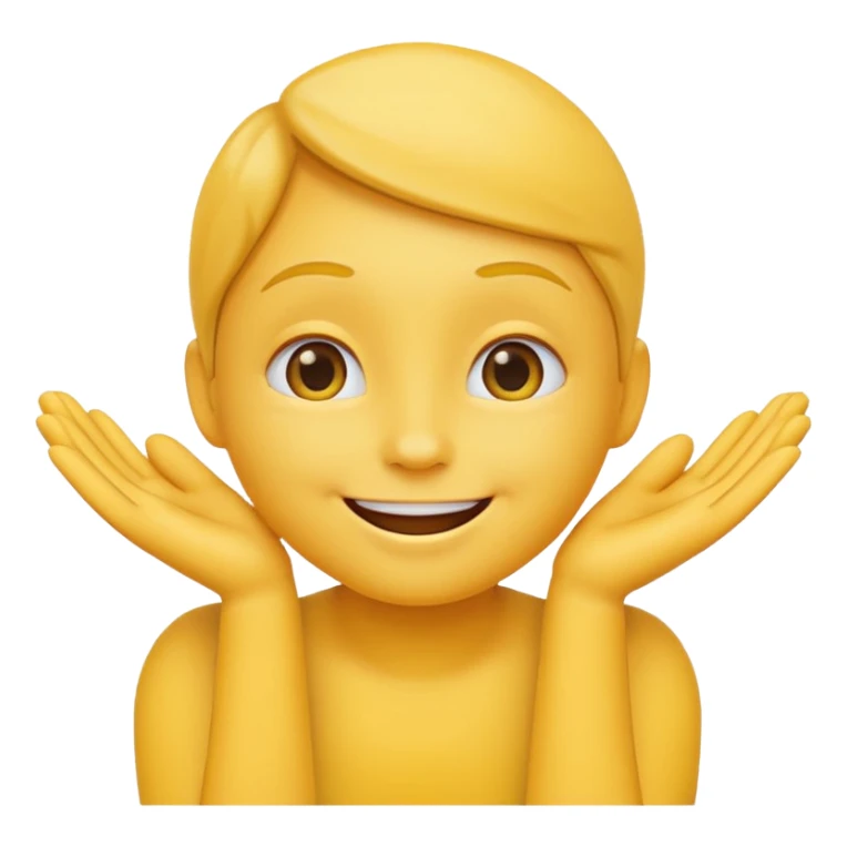 yellow emoji, smiling with both hands under chin sticker