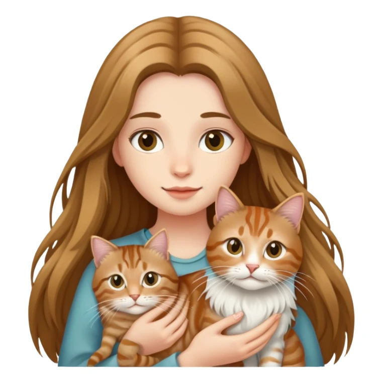 Long-haired girl holding a long-haired tabby cat sticker
