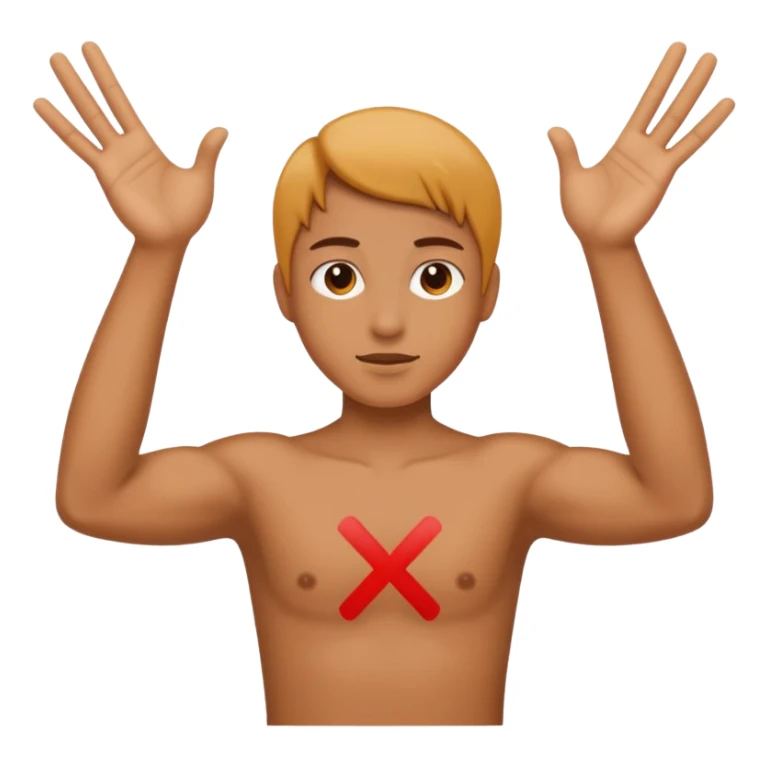 Please make an emoji where the wearer marks O or X with his arm. sticker