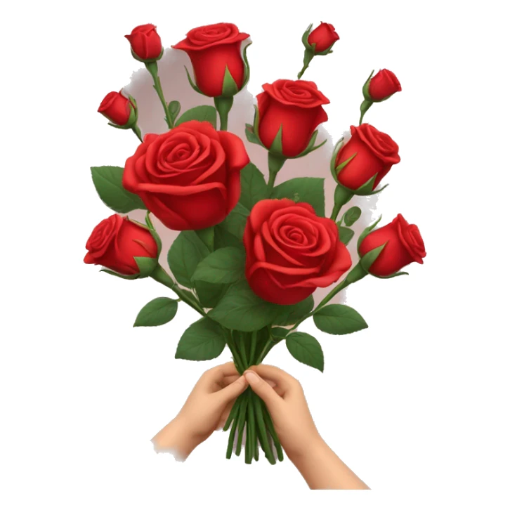 Red roses bouquet with givig hand  sticker