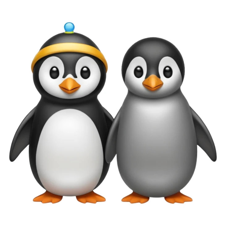 a penguin and a ringed seal clashing, emoji style sticker
