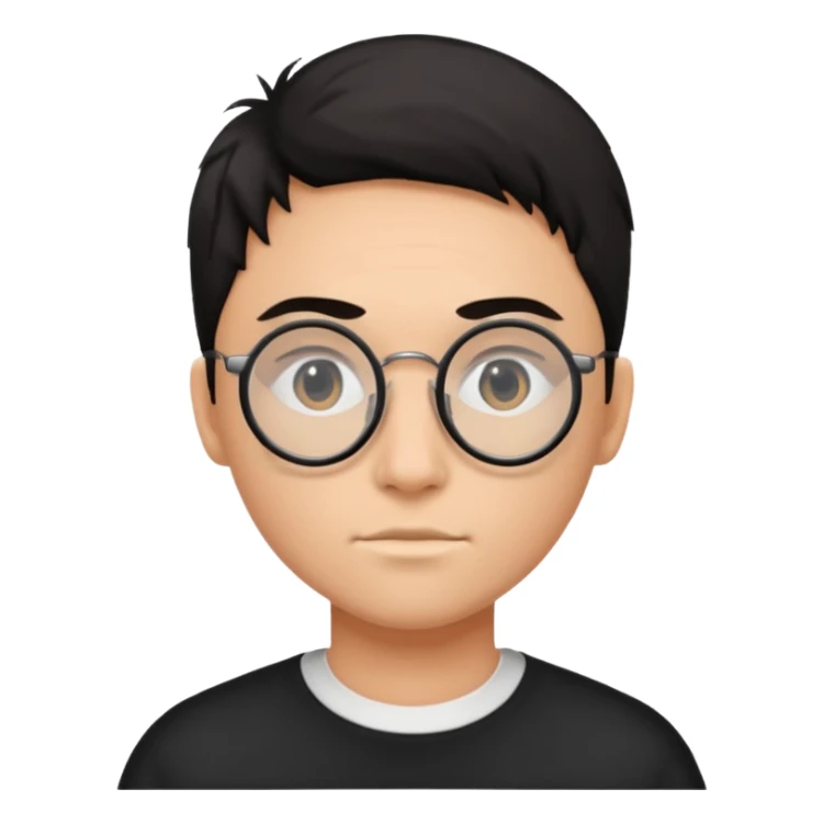 Only Circle black glasses with a scar without face  sticker