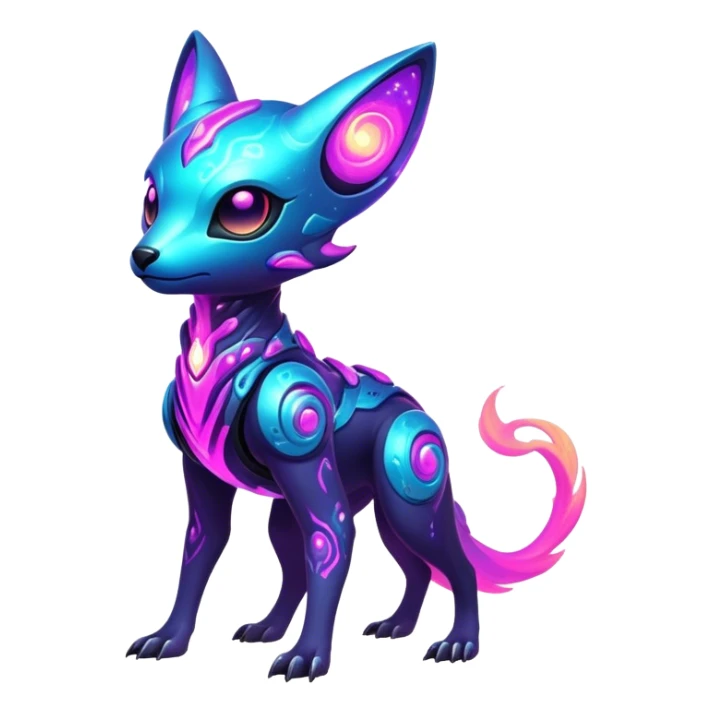 Epic Edgy Cute Colorful Nebula Modern Futuristic Vernid-Protogen-creature-animal, full body sticker