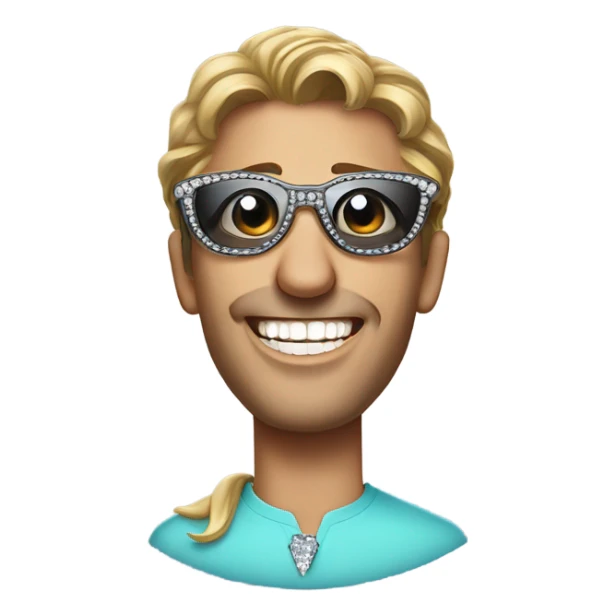 A movie star with diamond glasses and replace his teeth diamonds sticker