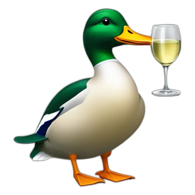 fancy mallard drinking a glas of white wine sticker