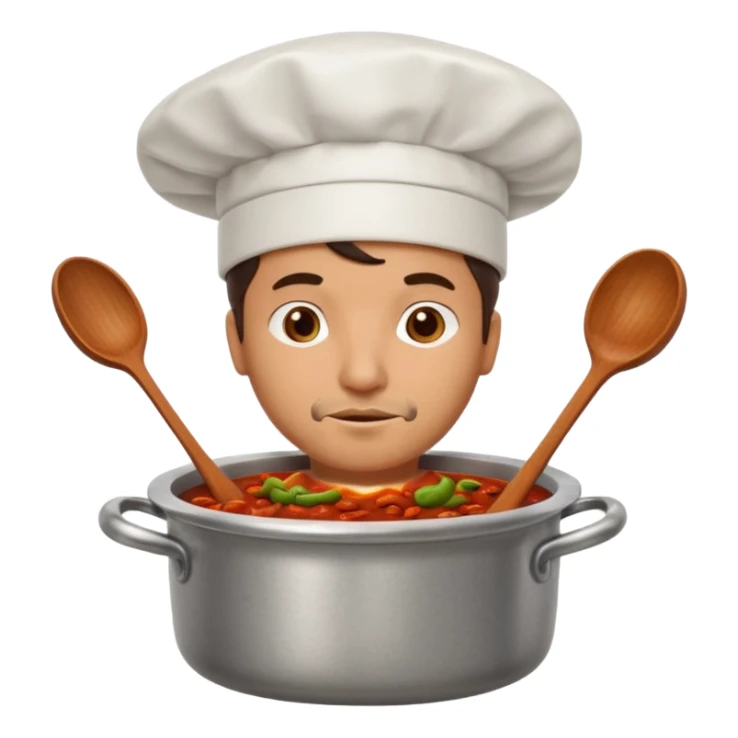 a man in a pot of chili sticker