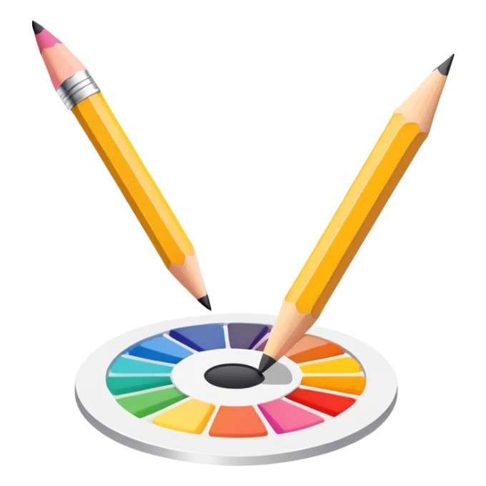 digital graphic template with a pencil, crop icon, and color palette tools around it sticker