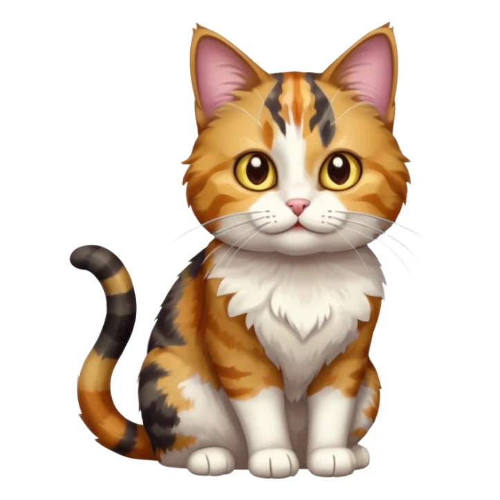 full body colourful light patched calico tabby cat with hazel eyes playing sticker