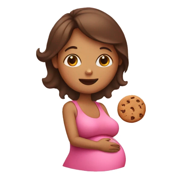 Pregnant woman with cookie sticker