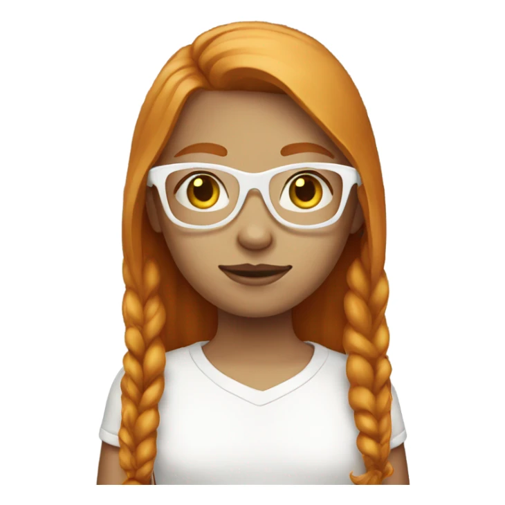 Ginger girl straight long hair white glasses  sticker