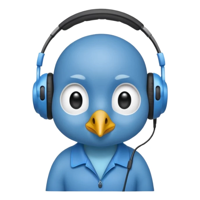 blue kiwi bird ai agent with headphone sticker