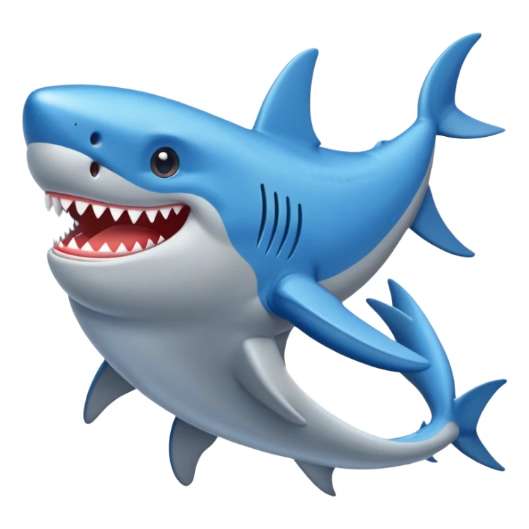 Un tiburón con zapatillas azules sticker