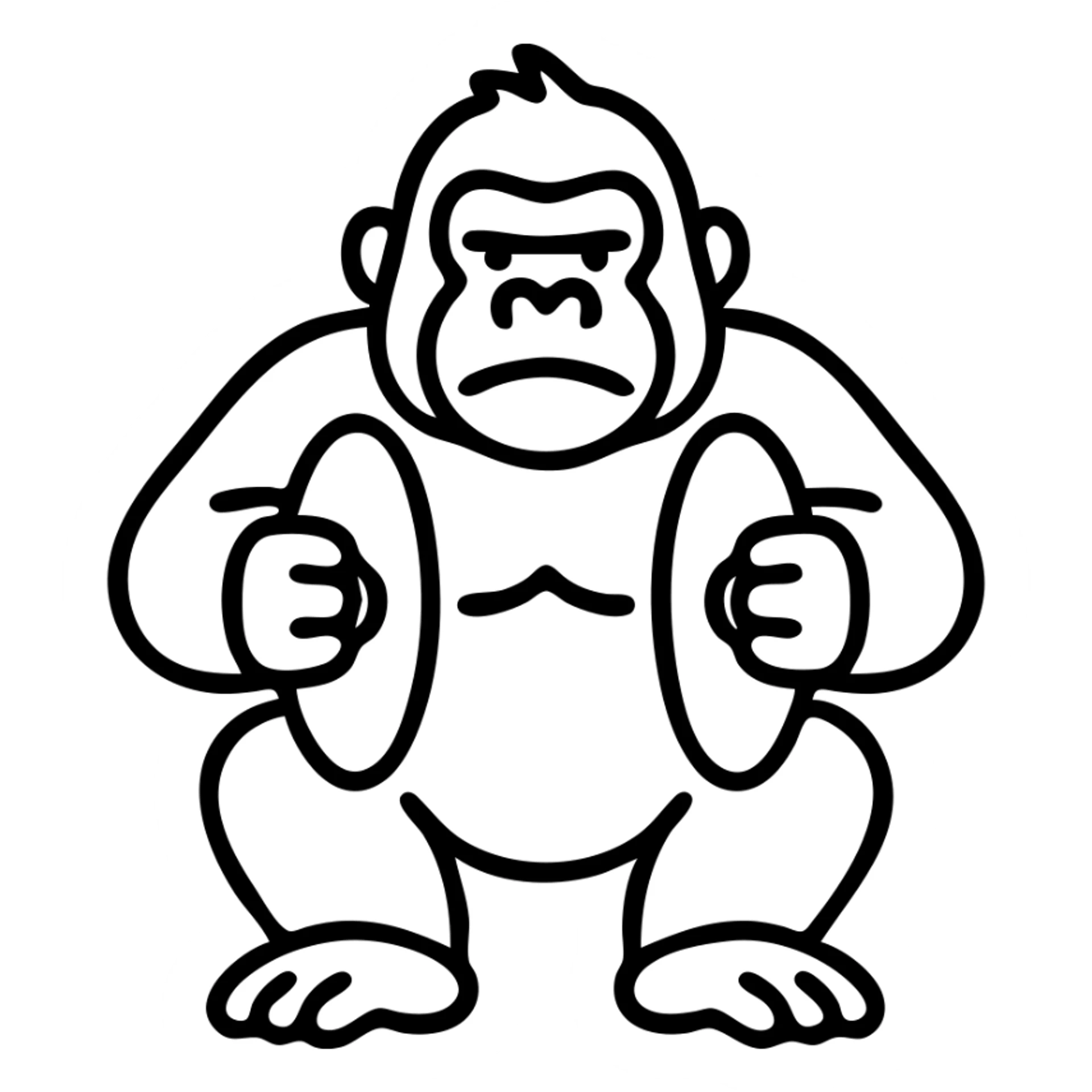 tattoo style cartoon gorilla playing cymbals, bold lines, black ink sticker