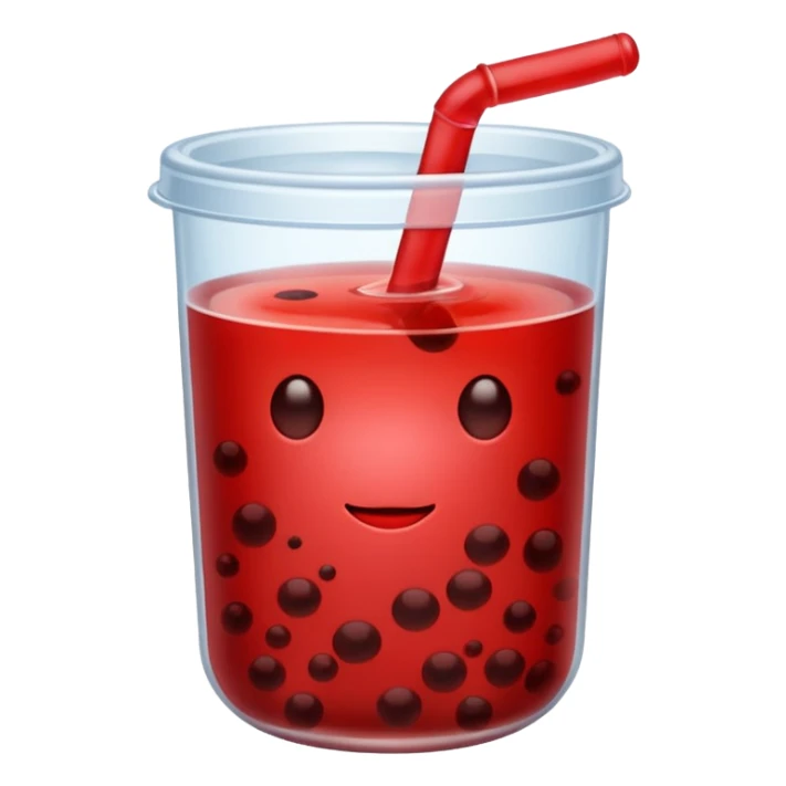 Container of red clear boba sticker