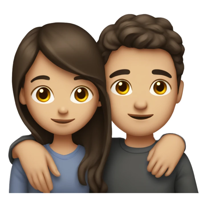 Brunette girl and brunette boy hugging  sticker