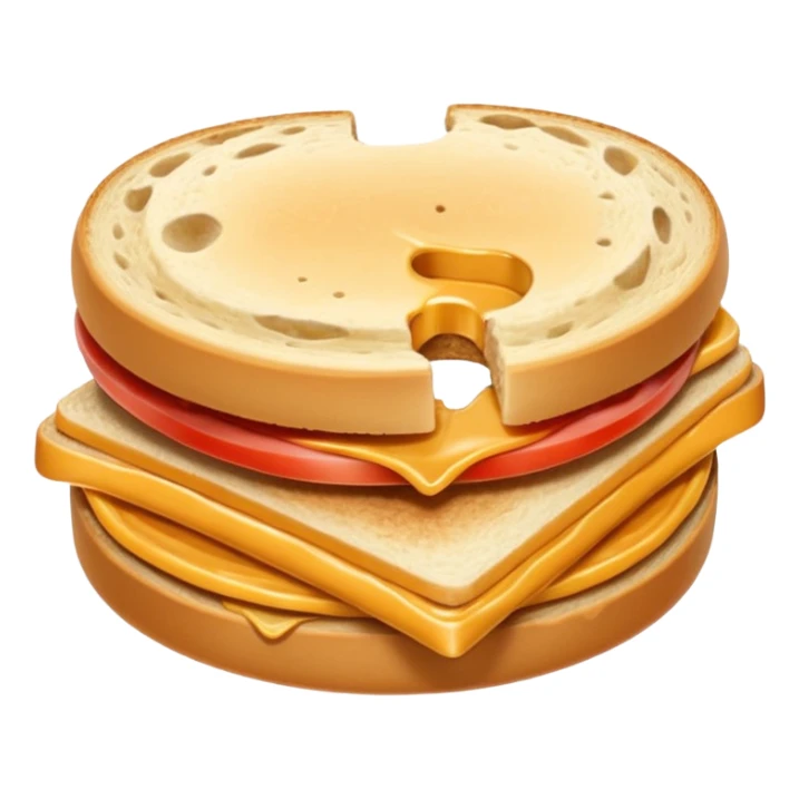 a round uncrustable sandwich with a bite taken out of it sticker