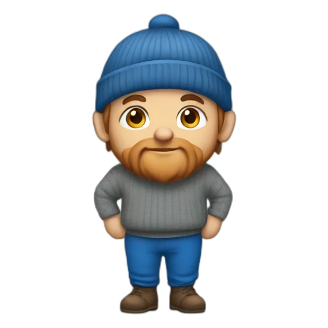 A dwarf in a gray sweater, a blue cap, blue pants sticker