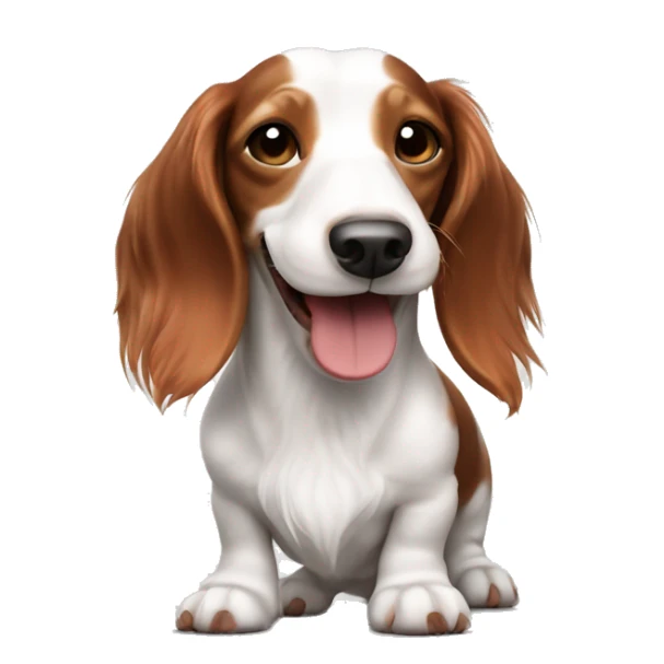 Long haired white and red piebald dachshund smiling whole body sticker