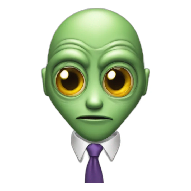 usual alien head with a tie and hand with 4 fingers sticker