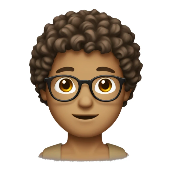 a white boy with brown eyes, round glasses and brown short curly hair sticker