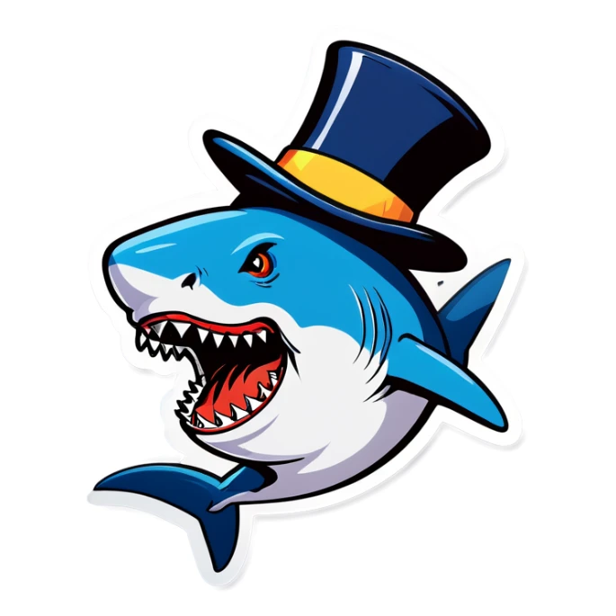 Shark with a top hat sticker