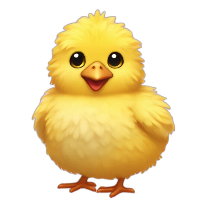 Round yellow fluffy chick, heart eyes sticker
