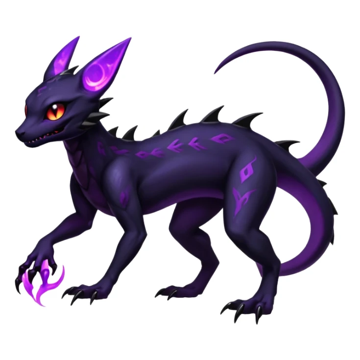 Eldritch Dark Edgy Glowing Elemental Salandit-Umbreon-Fakémon-hybrid-creature (full body)  sticker
