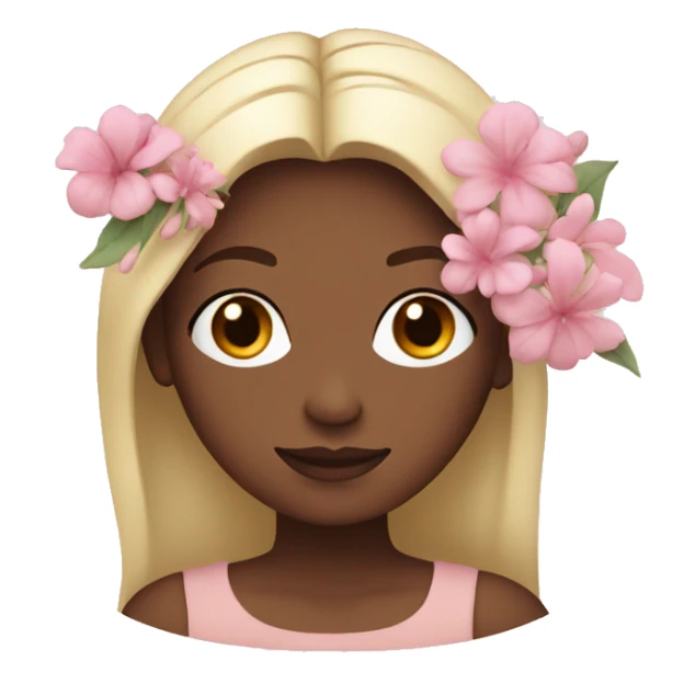 A white girl is holding soft pink flowers sticker