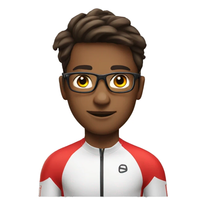 28 year old cyclist with glasses wearing red sticker