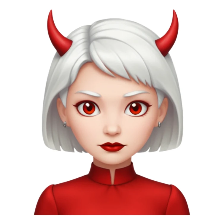 Devil woman in red with short white hairstyle sticker