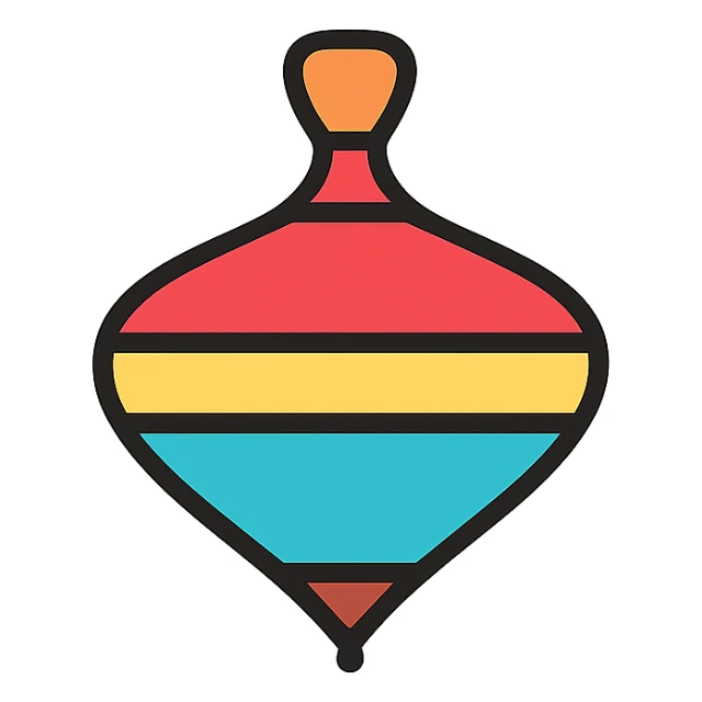 stylized and minimal spinning top icon, clean lines, flat design, modern icon style sticker