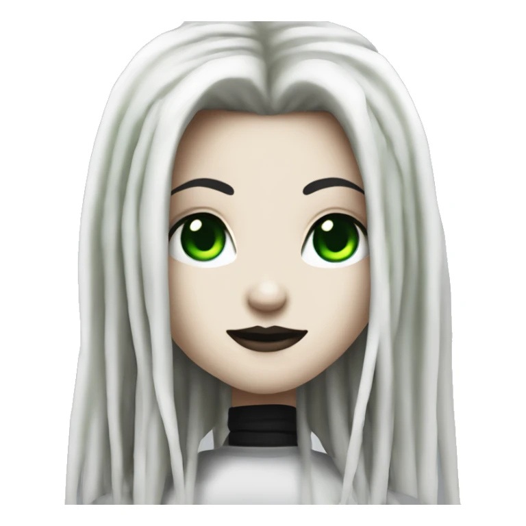 White girl, anonymous, cyberpunk black dreadlocks, green eyes, gothic, punk sticker